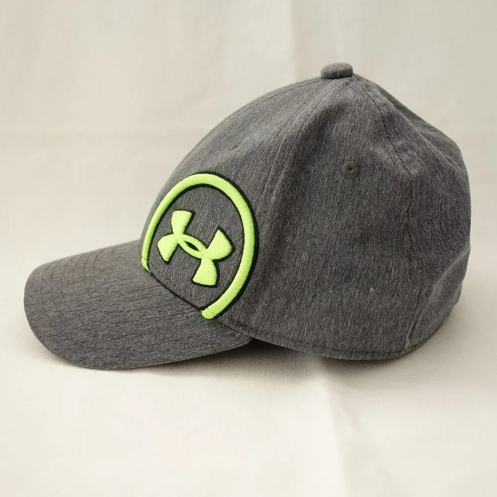 Under Armour Gray &‎ Neon Green Youth Fitted Baseball Hat Cap Sz SM / MD